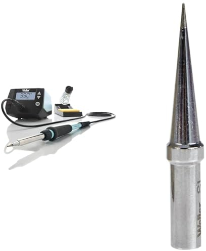 Weller WE 1010 (T0053298699) Stazione di Saldatura Digitale a 1 Canale, 70 Watt / 230 Volt & ET SL (4ETSL-1) Punta Saldante Conica Lunga per Weller WE 1010, Ø 0,4 mm