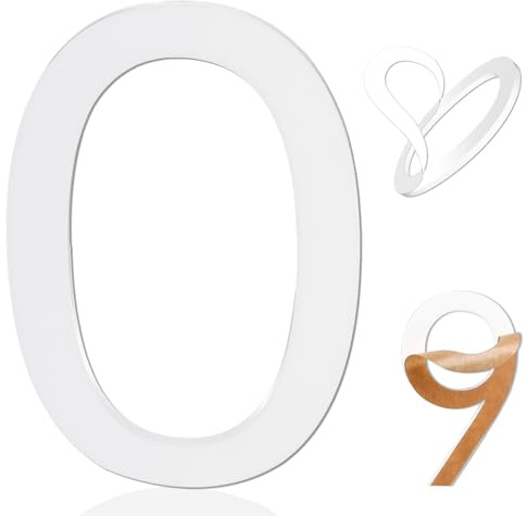 5 Inch Adhesive Numbers, White house Numbers for Apartment Door Farmhouse Mailbox Office Hotel Outside,Home Address Numbers White Acrylic Frosted Matte House (Number 0)…