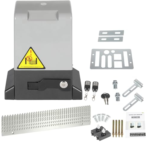 Yakimz Schiebetorantrieb Elektrischer Toröffner 550W garagentorantrieb bis 1200 kg, 12M Schiebetor Hoftorantrieb, Reichweite der Fernbedienung 50M, mit 2 Fernbedienung