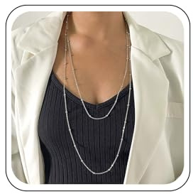 Inateannal Collana Di Perline A Palline Stratificate Collana A Catena D'oro Collana A Catena Satellite Collane A Girocollo Collane A Palline Lunghe Perle Gioielli Per Le Donne