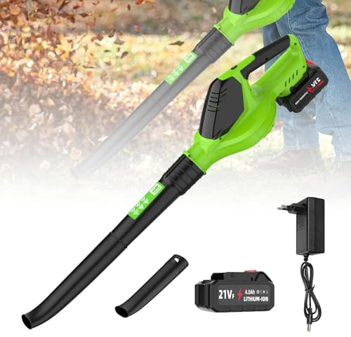 Soffiatore senza fili 21 V - 100 MPH, soffiatore elettrico a batteria, 3000 W, leggero, 5 velocità regolabili, Soffiatore a Batteria, ideale per giardino, prato, pulizia del giardino(una batteria)