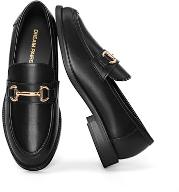 DREAM PAIRS Scarpe Mocassini Penny da Donna - Comodi, Eleganti Casual, Ideali per Lavoro e Ufficio,Size 38,Nero-Pu,SDLS26005W