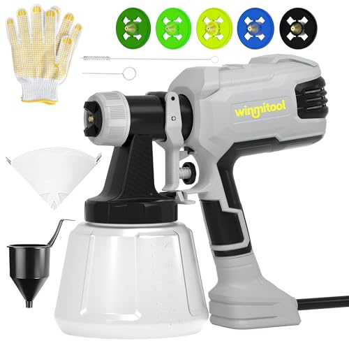 650W Paint Sprayer, High-Powered Handheld Paint Spray Gun, 5 Copper Nozzles &1200ml Container, 3 Spray Patterns, Electric Paint Sprayer Gun for House Painting, Furniture, Cabinets, Garden &DIY