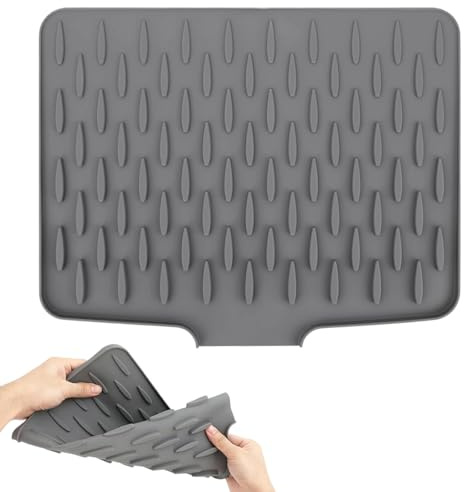 Tappetino Scolapiatti Silicone, Tappetino Scolapiatti Assorbente, Tappetini Drenante per Cucina per Cucine, Lavandini e Bagni ( Grigio )
