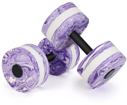 Carperipher Aquatic Dumbbells, Set of 2 Camouflage Water Aerobic Exercise Foam Dumbbell Pool Resistance, Water Aqua Fitness Barbells Hand Bar Exercises Equipment for Weight Loss (Purple)