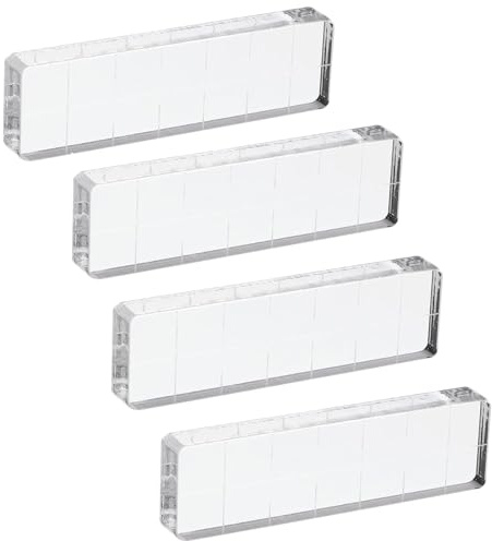 ROKZELT 4 Pezzi Blocchi per Timbri Trasparenti, Blocco Acrilico per Timbri con Griglia Blocchi per Timbri in Silicone per Fai da te Scrapbooking Album Fotografici Artigianato (2x7cm)