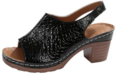 Générique Women's Summer High Heel Sandals – Women's Open Toe Casual Shoes Sandal Platform Sandal Large Size Sandal Breathable Shoe Openwork Mule Outdoor Sandalette, Black, 9.5 UK