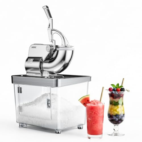 GarveeLife Picadores de Hielo Comercial 300W, Doble Cuchilla 300kg/h, Plata