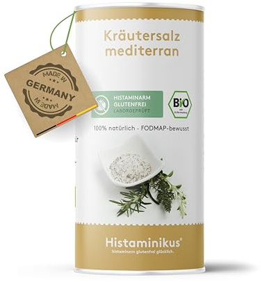 Histaminikus Kräutersalz mediterran, Bio Gewürzmischung (180g), hefefreies Naturprodukt ohne Geschmacksverstärker, histaminarm, fodmap-bewusst, glutenfrei, vegan und geeignet bei Reizdarm