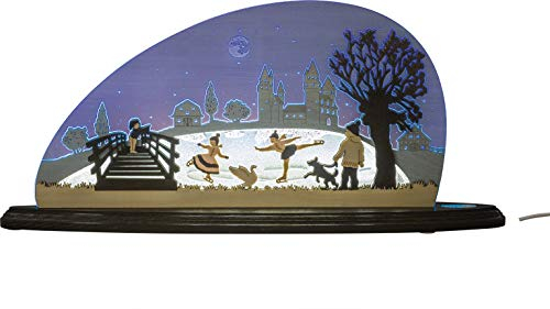 weigla - Schwibbogen original Erzgebirge I Motiv Eiszauber I Dekoleuchte I LED-Lichterbogen Weihnachten I Größe 47 x 22 x 8,2 cm I Inklusive Beleuchtung I Weihnachtsdeko innen I aus Holz & Acryl