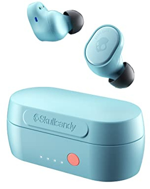 Skullcandy Sesh Evo True Wireless In-Ear Bluetooth Earbuds Compatible with iPhone and Android/Charging Case and Microphone/Great for Gym, Sports, and Gaming IP55 Water Dust Resistant - Blue