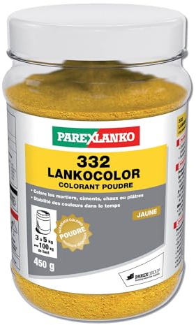 Parexlanko - Colorant en poudre - 332 LankoColor - Jaune - Pour mortier et béton, ciment, chaux ou plâtre - Tenue longue durée - 450g