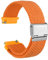 WOCCI 22mm Gewebtes Nylon Uhrenarmband für Damen und Herren, Schnellverschluss, Verstellbare Silberne Schnalle (Orange)