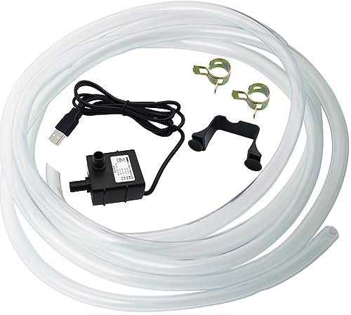 CESFONJER DC 5V USB Pompa Acqua Brushless con 3 m Lunga Tubazione in PVC per Terrari, Stagno di Pesce, Sistemi di Circolazione