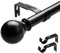 Ø 25 mm Gardinenstange Schwarz, Vorhangstange Ausziehbar 66-105cm mit Runden Endstücken für Wohnzimmer, Schlafzimmer, Badezimmer,Curtain Rod 1 Piece