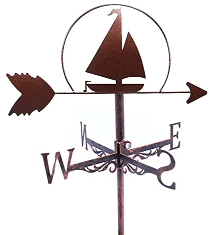 ANCNA-U Wetterfahne Segelboot Wetterfahne Metall Windrichtungsanzeiger mit Rostschutzbeschichtung Outdoor Segelboot Wetterhahn für Bauernhof Garten Hof Dekoration