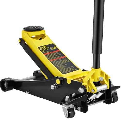 VEVOR Floor Jack, 3 Ton Low Profile, Heavy-duty Steel Racing Floor Jack with Dual Pistons Quick Lift Pump, Lifting Range 3.35-19.69