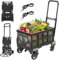 Hengriacly Sack Truck, 2-in-1 Folding Hand Truck, 150kg Heavy Duty Sack Truck with 1 Storage Box & 2 Elastic Ropes, Sack Barrow with 3-Position Height Adjustable, Gray