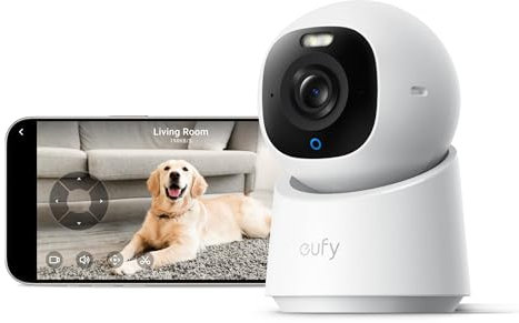 eufy Security 4K Indoor Camera E30-No Subscription,Work as Pet Camera,Nanny/Baby Monitor,360° Pan&Tilt,AI Auto Tracking,AI Detection,24/7 Recording,Color Night Vision,Two-Way Audio,Works with HomeKit