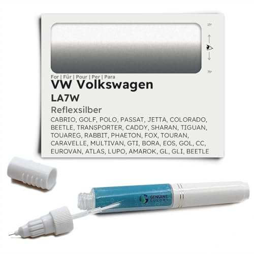 Genuine Colors Stylo de Retouche REFLEXSILBER LA7W pour VW Volkswagen Argent CABRIO GOLF POLO PASSAT JETTA COLORADO BEETLE TRANSPORTER CADDY SHARAN TIGUAN TOUAREG RABBIT PHAETON FOX TOURAN CARAVELLE M