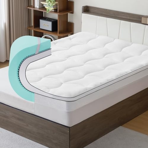 IKALIFE Topper Viscoelástico 140 x 200 cm - Sobrecólchón de Gel Topper Colchón con Funda Lavable, Grosor 7,5 cm para Camas con Resortes y Camas Incómodas