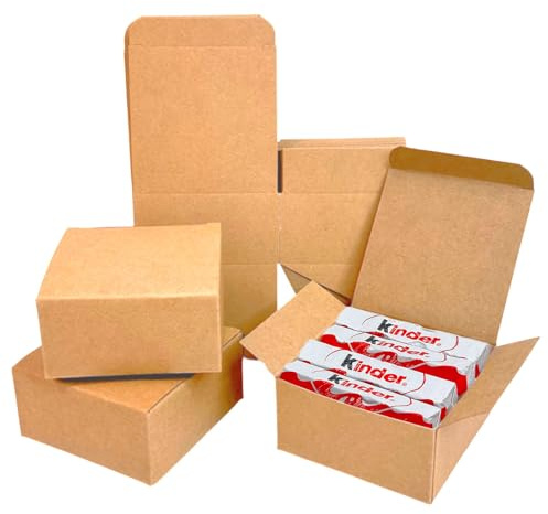 Festa Centro (8x8x4 cm) 50Pz Scatoline Carta Kraft Marrone;Scatoline Carta Kraft Marrone Quadrate;Scatola Cartone con Coperchio Facile da Assemblare - Scatole Bomboniere per Compleanni e Matrimoni