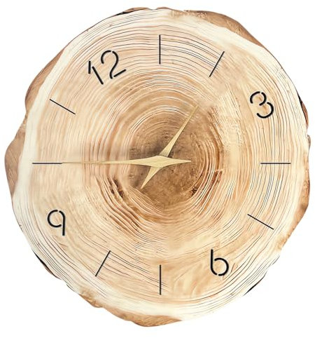 Rdxanc Horloge murale annuelle en grains de bois de ferme - Quartz silencieux - Sans tic-tac - Fonctionnement à piles - Pour décoration de salon ou de bureau