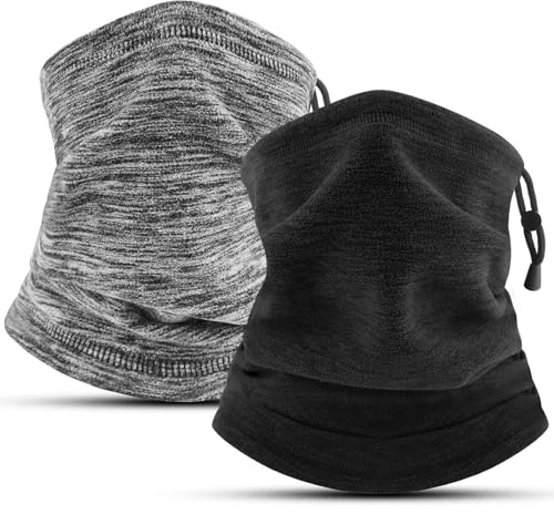 COOLOO 2 Stück Schal Halswärmer Herren Damen, Winter Fleece Winddicht Halstuch Einstellbar Schlauchschal Multifunktionstuch Loop Schal Skimaske Für Laufen Skifahren Radfahren
