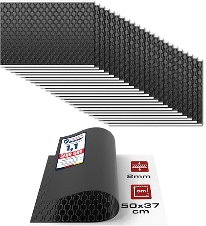 HASKYY 2 mm aluminiumbutyl-plattor 4,44 m² 500x370 mm 24x anti-oljud isoleringsmatta självhäftande bilisolering - fordon bullerskydd, ljudisolering och ljudskydd