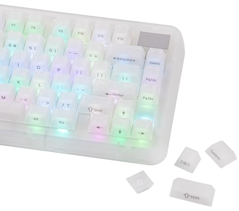 EPOMAKER Frost Jelly Keycaps Set, 126 Keys Forged Carbon Fiber Keycaps | Cherry Profile, ABS+PC, MX-Style Compatible for 61/68/84/87/98/100/104/108 ANSI Layout Mechanical Gaming Keyboards (White)