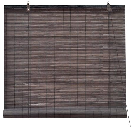 Victoria M. Tenda a Rullo in Bambù per Interni, Protezione Solare e della Privacy per Porte e Finestre, 80 x 220 cm, Colore Marrone Scuro