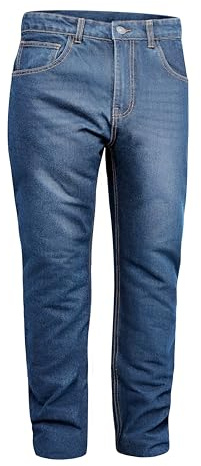 GREAT BIKERS GEAR - Pantaloni da moto protettivi da uomo, ingegnerizzati, rinforzati con fodera protettiva in aramide e protezioni CE, colore: azzurro chiaro