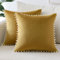 Sungeek 2er Set Samt Kissenbezüge, Weich Kissenbezug mit Pompons Dekorativ Zierkissenbezüge Dekokissen Sofakissen Couchkissen Deko Kissenhülle für Sofa Schlafzimmer Wohnzimmer (45x45 cm, Gold)