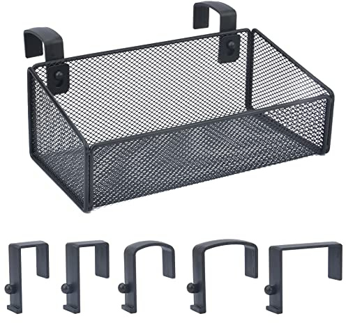 MATIMASU Bedside Caddy Hanging Storage Basket Beside Shelf Metal Organizer for Collage Dorm Bunk Bed,Hospital Bed,Baby Bed - Bedroom Essentials for Magazine,Remote Control,Phone,Drinks (Black)