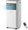 COSTWAY 7000/9000BTU Portable Air Conditioner, 4 in 1 Mobile Cooler, Dehumidifier, Fan with Sleep Mode, Remote Control, 2 Fan Speeds, 24H Timer, LED Display & Protective Function (9000BTU,Black+White)
