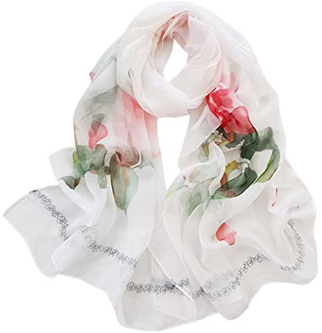 FAIRYGATE Halstücher für Damen Seidentuch Schal Stola Halstuch Sommerschals Stola Für Abendkleid Festlich Hochzeit Braut Seidenschal Schals Ganzjährig Einheitsgröße A5123