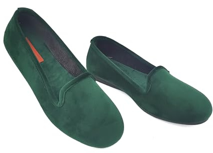 Merveilleuses pantoufles d'hiver pour femme, ballerines fermées de maison d'hiver en velours rasé, pantoufles élégantes et super confortables, Émeraude, 39 EU
