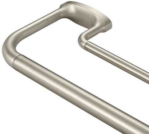 Mayrhyme Double Curtain Rods, Wrap Around Curtain Rod för Windows, Internal Splicing 1 tum fram och 5/8 tum bakre justerbart gardinstång med aluminium Finials and Brackets (borstat nickel, 28-56)
