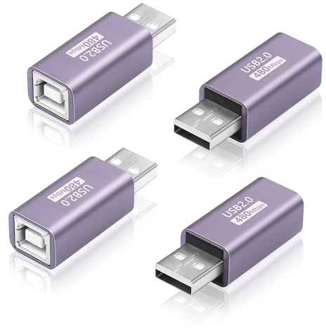 SinLoon Adattatore USB A a B USB 2.0 Cavo convertitore di stampa da A maschio a B femmina per stampante, scanner, fax e altro