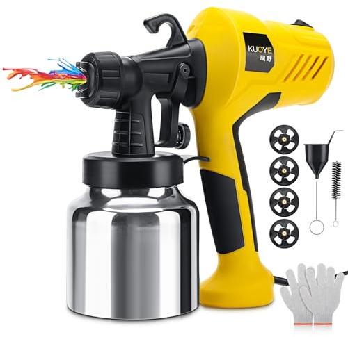 Aytop Pistola de Pintura, Pulverizador de Pintura Eléctrico con 4 Boquillas 3 Patrones Pistola de Pulverización con Válvula Ajustable Contenedor de Aluminio Extraíble de 800ML para Techo Paredes