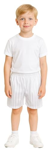 A2Z 4 Kids Flickor Pojkar Skugga Rand PE Shorts Sport Fotboll Gym Skola - Shadow Shorts White 2-3.