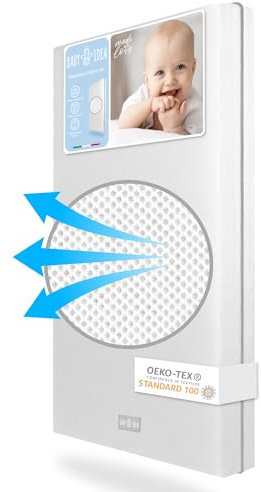 baby idea Materasso Lettino 60x120 Antisoffoco Sfoderabile a Norma EN16890:2017+A1:2021 Lavabile Materasso Culla Neonato Ipoallergenico, Ergonomico per tutte le Stagioni (Bianco/Grigio)