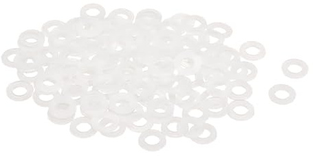 QUARKZMAN 120pz Rondelle Piane in Nylon M5 5mm ID 10mm OD 1mm Spessore Guarnizioni Piastra in Plastica Fissaggio Guarnizione di Tenuta Spaziatura Anello Guarnizioni Idrauliche, Bianco