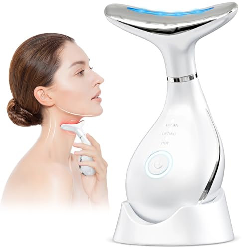 Face Massager Lift Device Electric: Facial Massager Lifting Machine Anti-Aging Neck Eye Device - 3 LED 42°C Heating EMS Microcurrent for Skin Firming - Neck Lifting Anti-Wrinkle Care Slimming Face