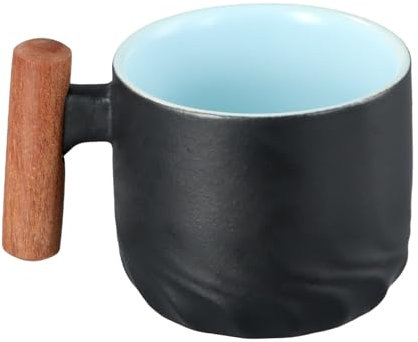 Dewocke Taza de Espresso de 60ml, Tazas de Cafe con Asa, Tazas de Café Espresso de Cerámica Negro, Mini Taza de Té, Tazas de Cafe Espresso Pequeñas, Taza de Cafe Pared Gruesa para Cafe con Leche, Moca