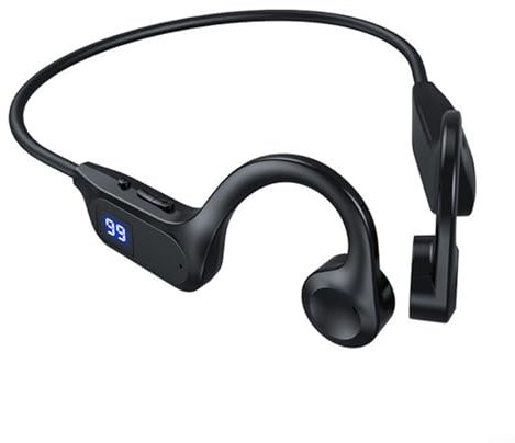 CWOQOCW Auriculares de conducción ósea, inalámbricos, impermeables, para correr, deportes, tiempo de reproducción, modo MP3, para entrenamientos, correr, conducir, (negro)