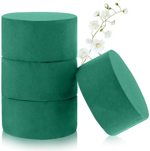 HJZHII 4 Stück Runde Blumensteckschaum, Nass Steckschaum Rund für Steckmasse Blumenarrangements, Grüner Steckschaum Hochzeitsgangblumen Partydekoration