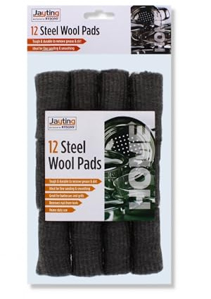 Steel Wool Pads, 12 Pack, Heavy Duty Size, Tough and Durable for Removing Grease and Dirt, Ideal for Fine Scouring and Smoothing