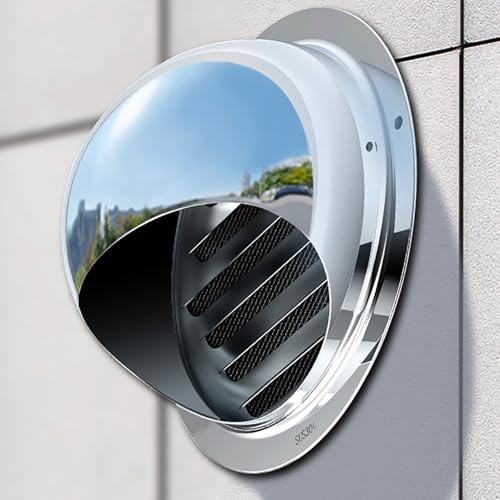 Ø50mm/60mm/160mm, Ventilationsgaller Rund, Väderskyddsgaller Rostfritt Stål med Fågelskyddsgaller, Utomhusgaller Kulhuva, för Friggebodar, Yttervägg, Enkel Installation(160mm(6.2inch))