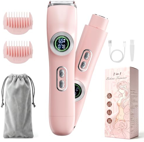 GleamTrim Afeitadora Electrica Mujer 2 en 1, Rasuradora Mujer Zona Intima Impermeable IPX7,Afeitadora mujer Seco/HúMedo, Recortadora Corporal Mujer para Facial Brazos Axilas Pierna Bikini